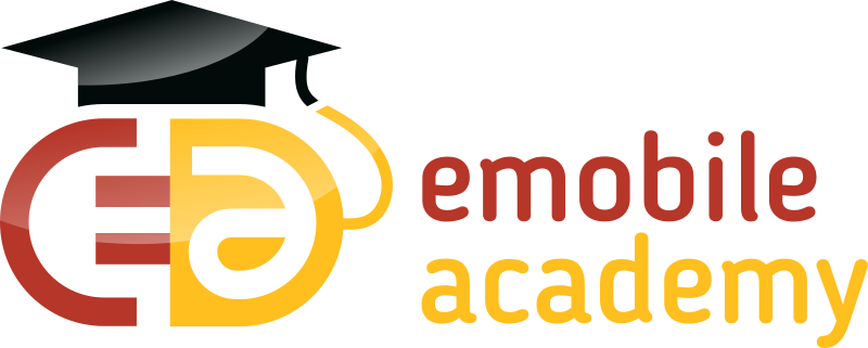 Das farbige Logo der emobile academy, einem Anbieter von Weiterbildungen und Schulungen im Bereich E-Mobilität.