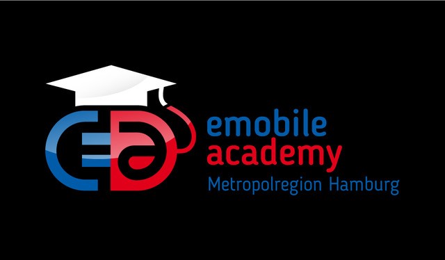 Das Logo der emobile academy Hamburg zeigt den Schriftzug "emobile academy" in Schwarz auf weißem Hintergrund.