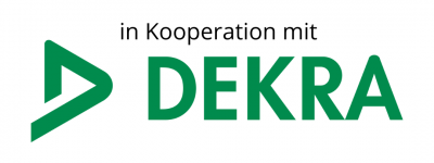 Das DEKRA-Logo, das die Partnerschaft zwischen der emobile academy und der DEKRA symbolisiert.